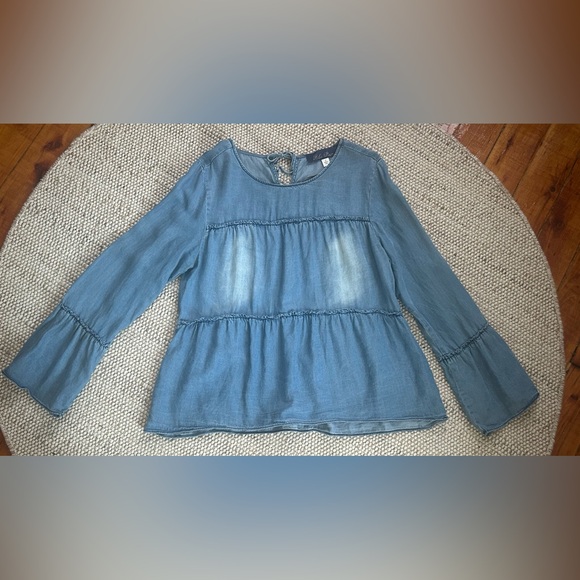 Blue Rain Size Large Denim Long Sleeve Top - Picture 1 of 11